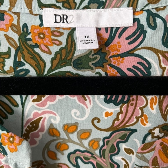 DR2 Floral Print Cap Sleeve Top Plus Size 1X - Picture 3 of 9